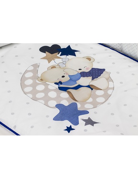 Cuna Lovely Premium+Coord 3 Pcs Oso Amoroso Azul