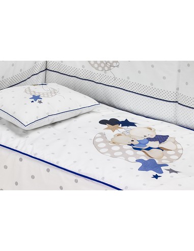 Cuna Lovely Premium+Coord 3 Pcs Oso Amoroso Azul
