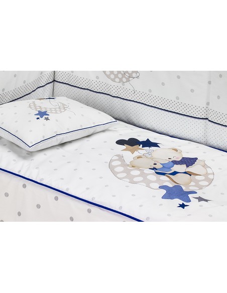Cuna Lovely Premium+Coord 3 Pcs Oso Amoroso Azul