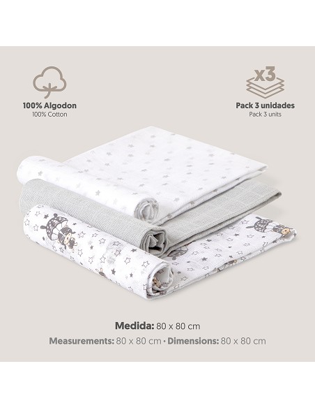 Gasas 80X80 Mod Paracaidista Pack 3 Gris