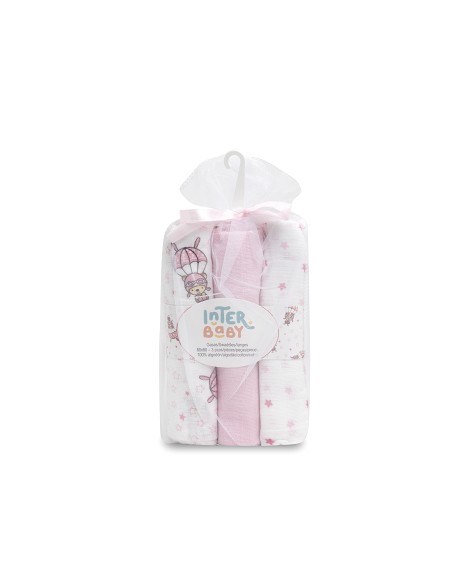 Gasas 80X80 Mod Paracaidista Pack 3 con Percha Rosa