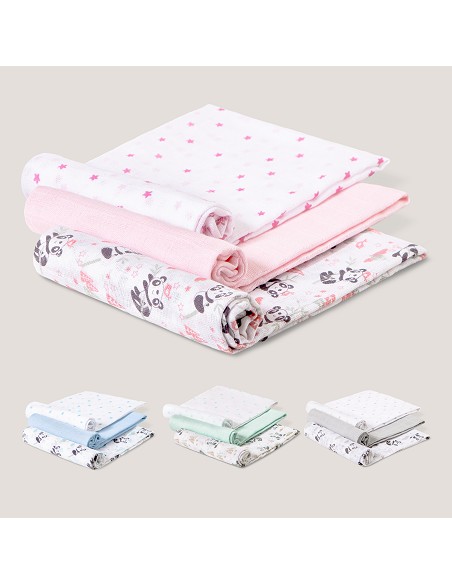 Gasas 80X80 Mod Panda Pack 3 Rosa