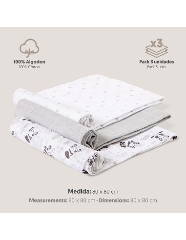 Gasas 80X80 Mod Panda Pack 3 Gris