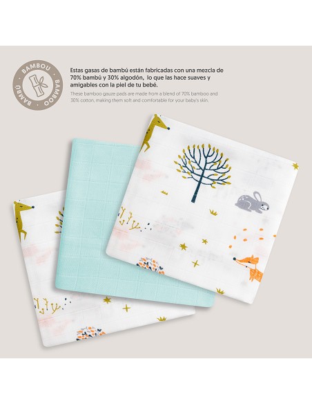 Gasas Bambu 55X70 Mod Fox Pack 3 Menta