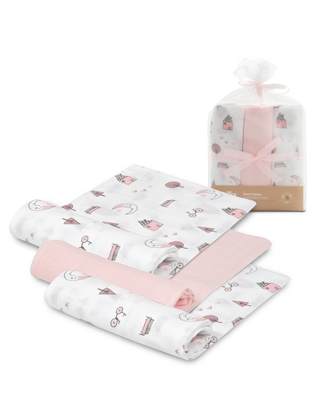 Gasas Bambu 55X70 Mod Moon Pack 3 Rosa