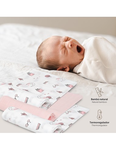 Gasas Bambu 55X70 Mod Moon Pack 3 Rosa