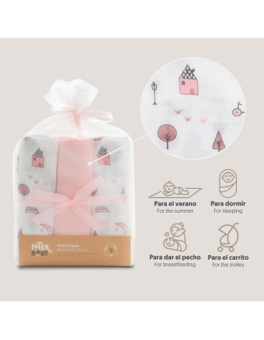 Gasas Bambu 55X70 Mod Moon Pack 3 Rosa