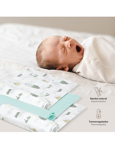 Gasas Bambu 55X70 Mod Moon Pack 3 Menta