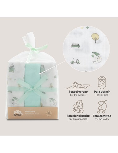 Gasas Bambu 55X70 Mod Moon Pack 3 Menta