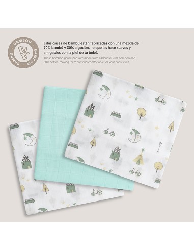 Gasas Bambu 55X70 Mod Moon Pack 3 Menta