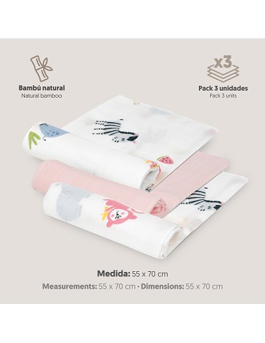 Gasas Bambu 55X70 Mod Jungla Pack 3 Rosa