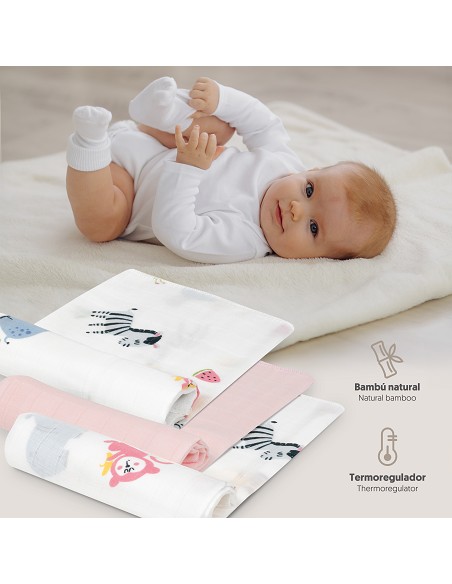 Gasas Bambu 55X70 Mod Jungla Pack 3 Rosa