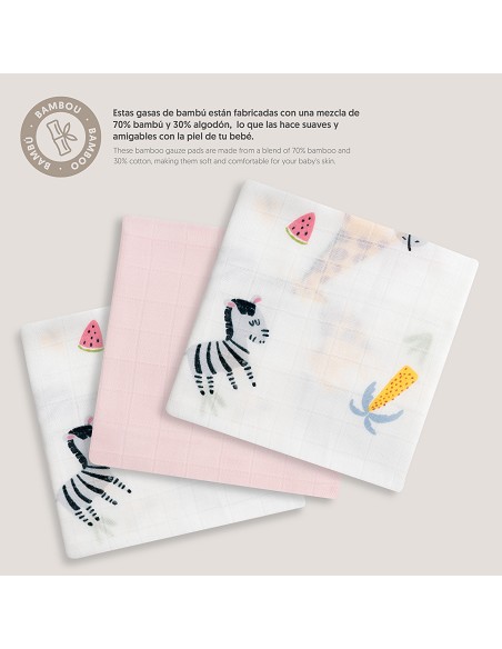 Gasas Bambu 55X70 Mod Jungla Pack 3 Rosa