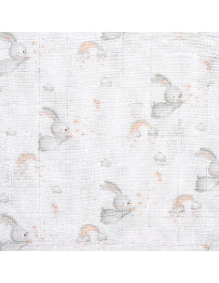 Gasas 80X80 Pack3 Modelo Conejitos Estrellas Rosa