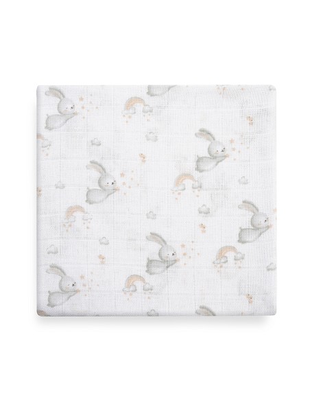 Gasas 80X80 Pack3 Modelo Conejitos Estrellas Rosa