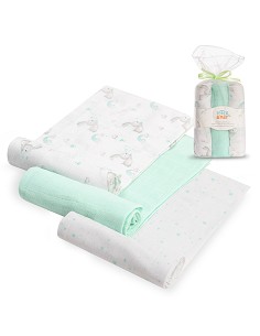 Gasas 80X80 Pack3 Modelo Conejitos Estrellas Verde