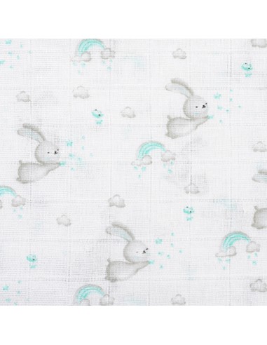 Gasas 80X80 Pack3 Modelo Conejitos Estrellas Verde