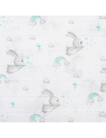 Gasas 80X80 Pack3 Modelo Conejitos Estrellas Verde