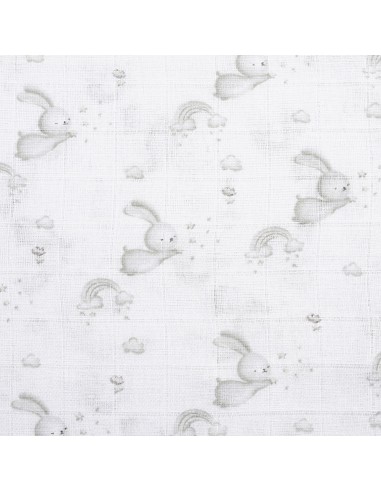 Gasas 80X80 Pack3 Modelo Conejitos Estrellas Gris