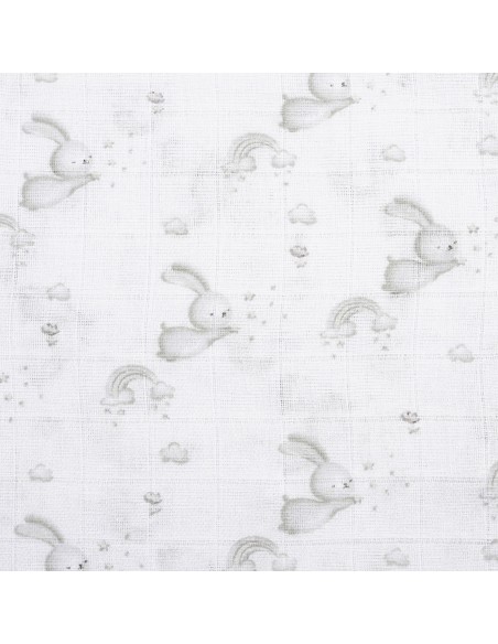 Gasas 80X80 Pack3 Modelo Conejitos Estrellas Gris
