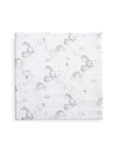 Gasas 80X80 Pack3 Modelo Conejitos Estrellas Gris