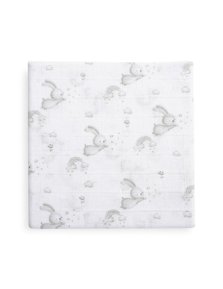 Gasas 80X80 Pack3 Modelo Conejitos Estrellas Gris