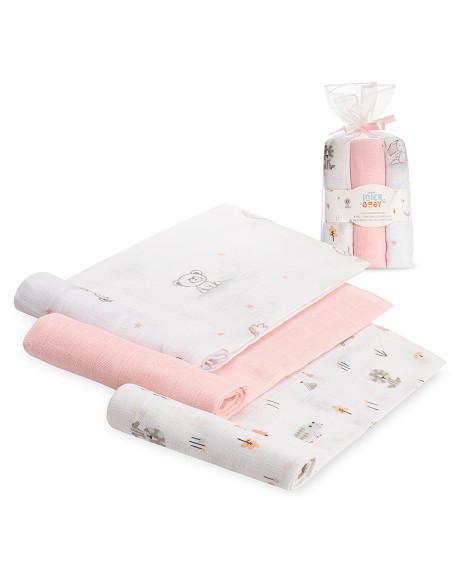 Gasas 80X80 Pack3 Modelo Forest Jungla Rosa