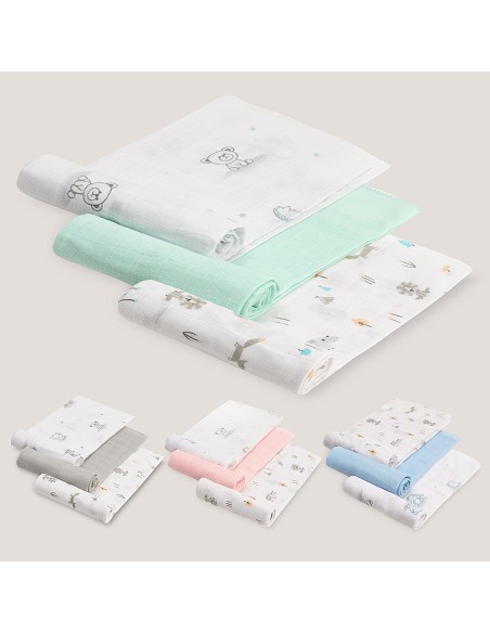 Gasas 80X80 Pack3 Modelo Forest Jungla Verde