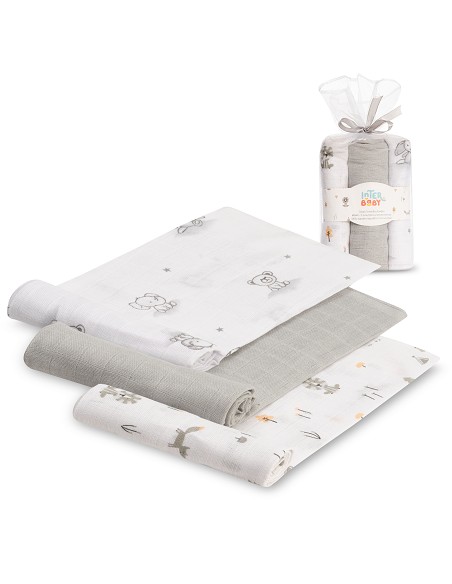 Gasas 80X80 Pack3 Modelo Forest Jungla Gris