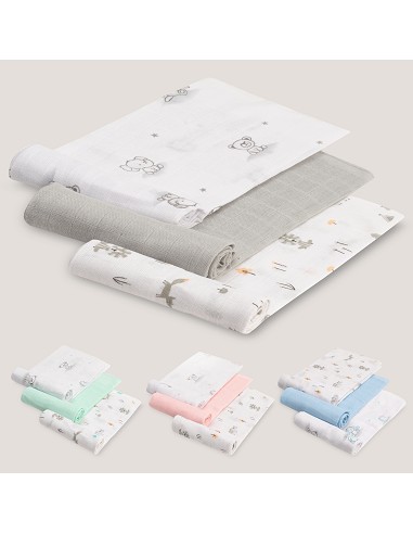 Gasas 80X80 Pack3 Modelo Forest Jungla Gris