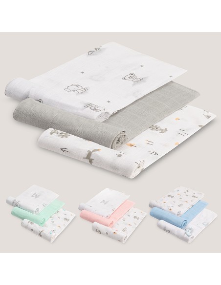 Gasas 80X80 Pack3 Modelo Forest Jungla Gris