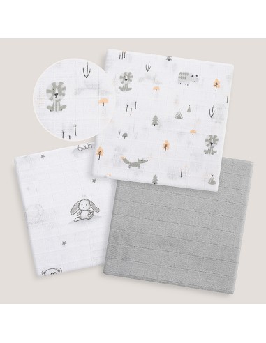 Gasas 80X80 Pack3 Modelo Forest Jungla Gris