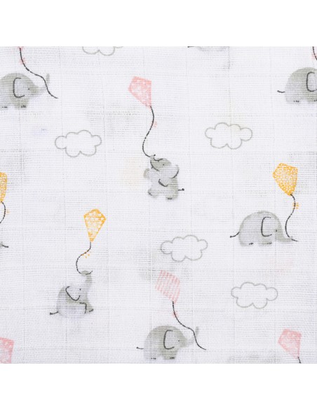 Gasas 80X80 Pack3 Modelo Elefantes Estrellas Rosa