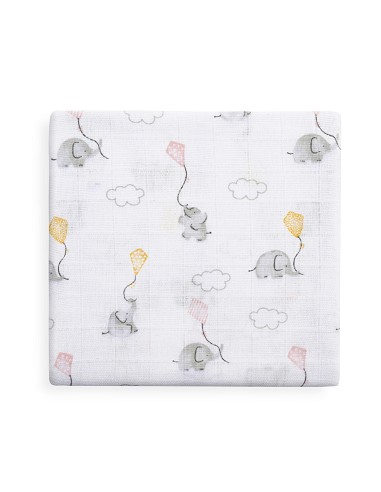 Gasas 80X80 Pack3 Modelo Elefantes Estrellas Rosa