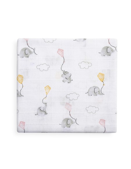 Gasas 80X80 Pack3 Modelo Elefantes Estrellas Rosa