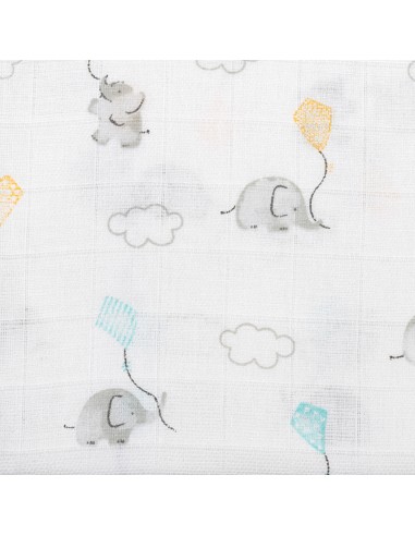 Gasas 80X80 Pack3 Modelo Elefantes Estrellas Verde