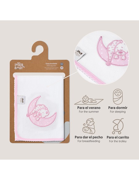 Gasa Bordada Mod Sleep Rosa