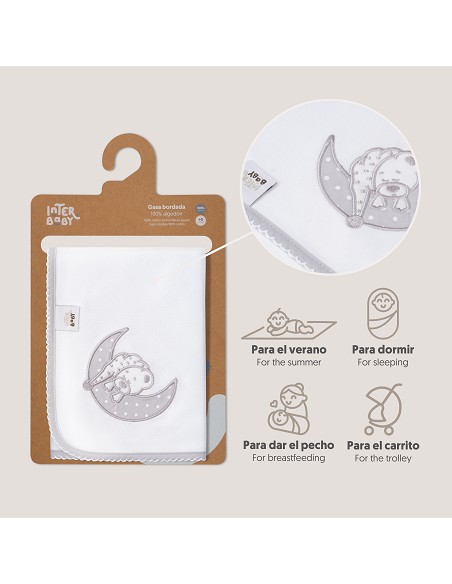 Gasa Bordada Mod Sleep Gris