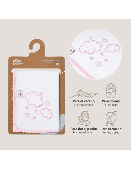 Gasa Bordada Mod Nubes Rosa
