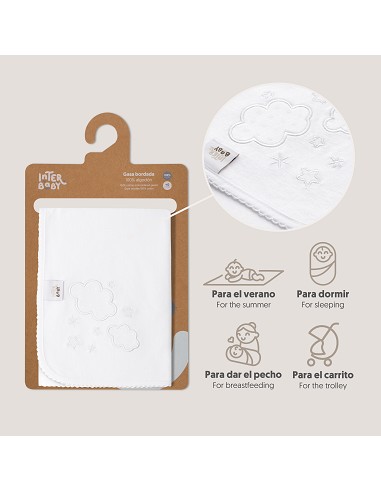 Gasa Bordada Mod Nubes Blanco