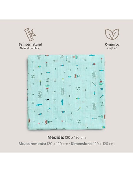 Muselina 1. 20 X1. 20 Mod Cabaña Verde