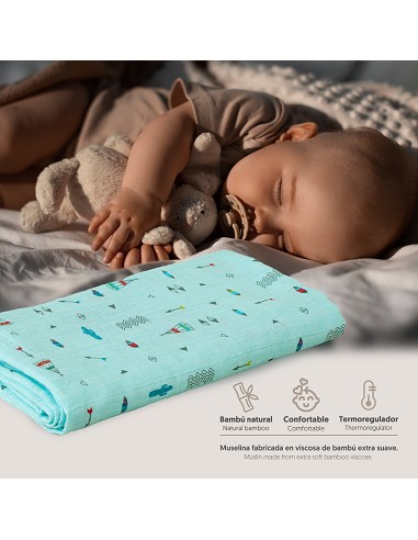 Muselina 1. 20 X1. 20 Mod Cabaña Verde