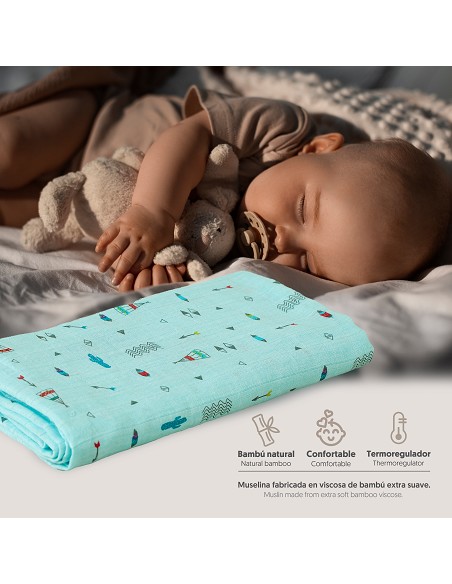 Muselina 1. 20 X1. 20 Mod Cabaña Verde