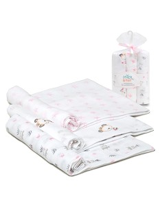 Gasa 80X80  Pack 3 Rosa