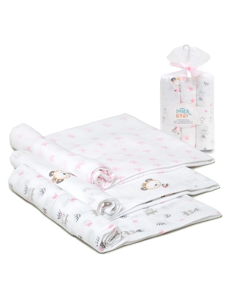 Gasa 80X80  Pack 3 Rosa