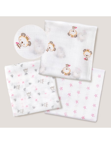 Gasa 80X80  Pack 3 Rosa