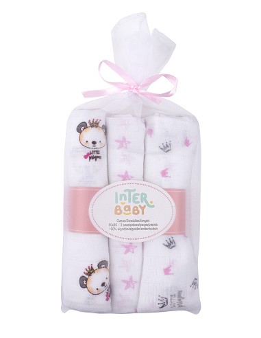 Gasa 80X80  Pack 3 Rosa