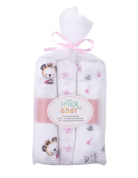 Gasa 80X80  Pack 3 Rosa