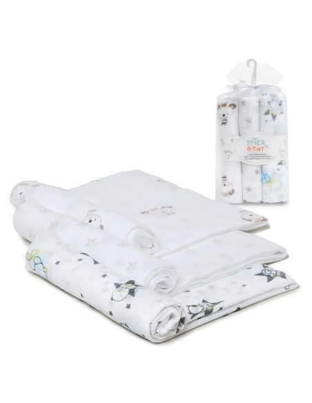 Gasa 80X80  Pack 3 Gris