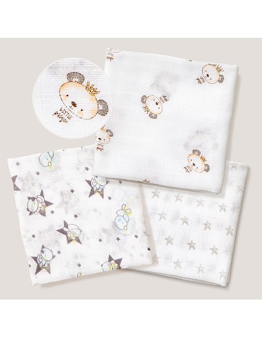 Gasa 80X80  Pack 3 Gris